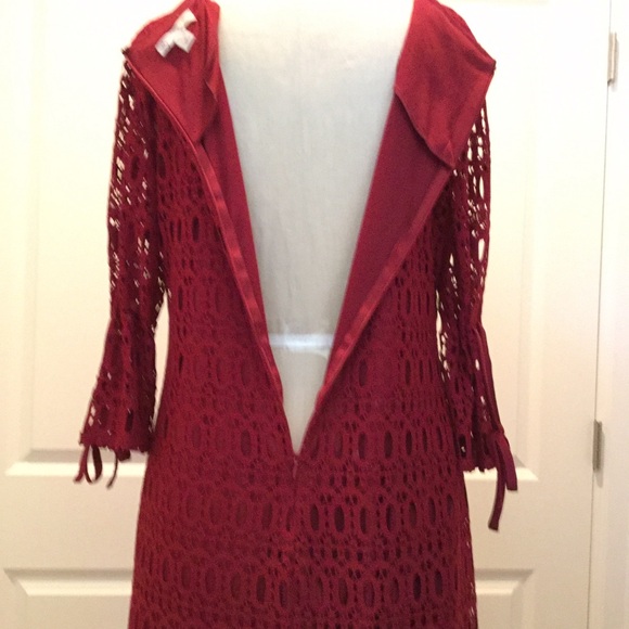Lace Dress dark Red Size 14 - Picture 5 of 7